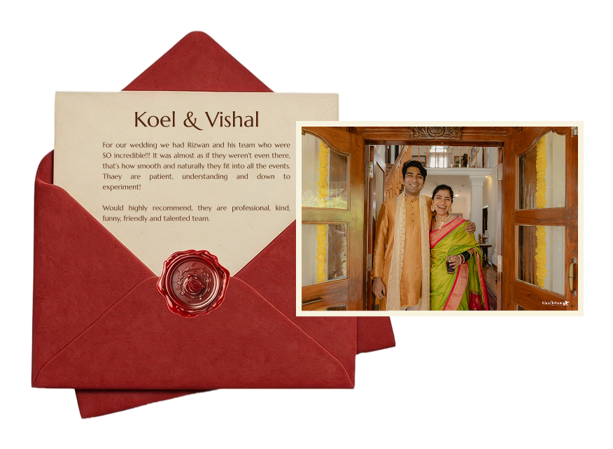 Wedding testimonial letter from Koel and Vishal for White Elefhant Studios